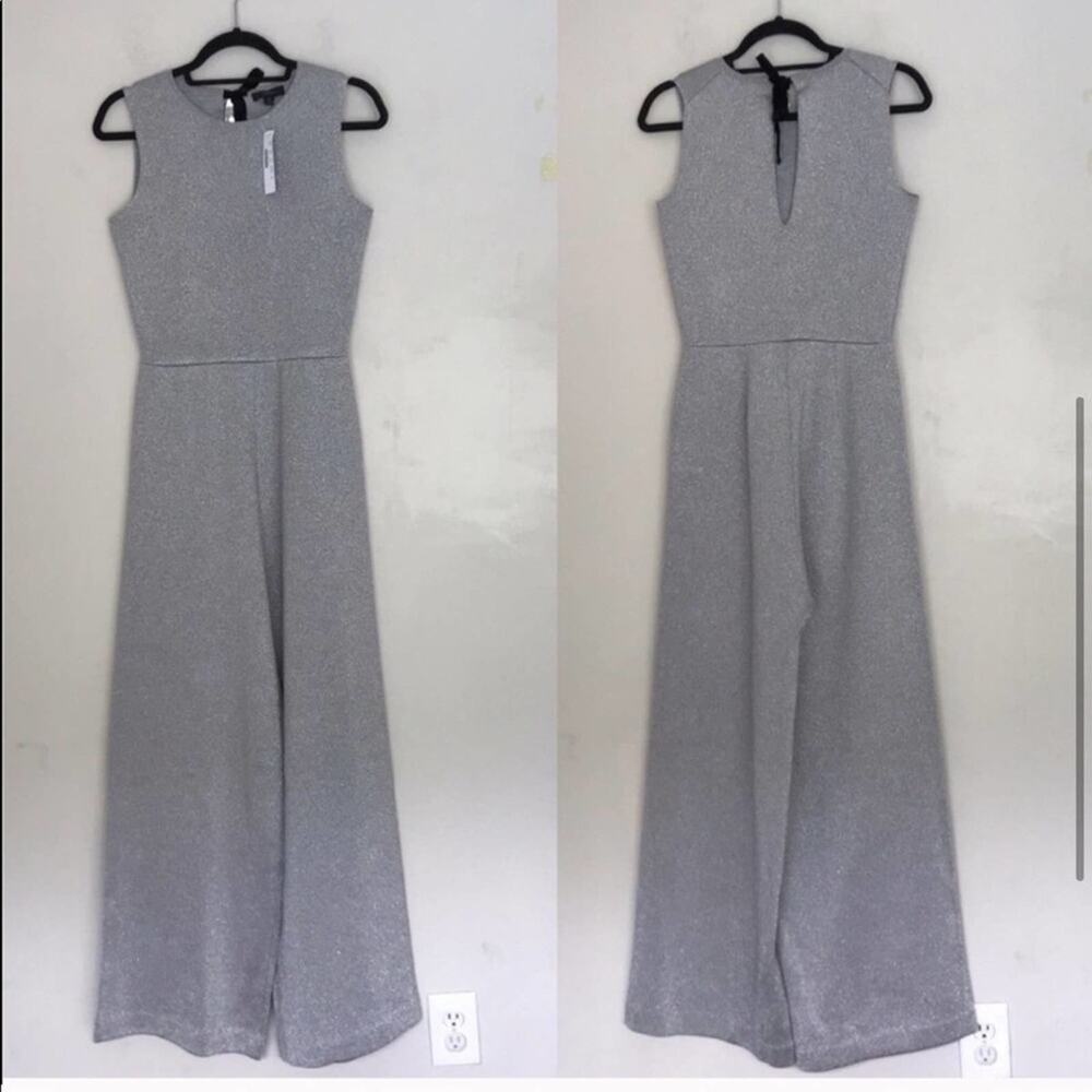 J CREW LUREX Sparkle Bow Back Jumpsuit Wide Loose Leg Holiday Knit Stretch - Picture 5 of 7